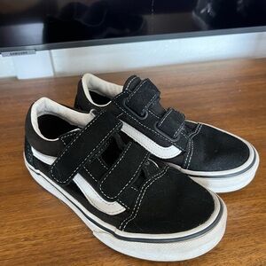 Kids Vans Black and White Velcro Sneakers